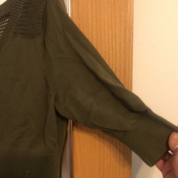 Torrid size 0 olive green button up V neck button up sweater belt loops - Picture 5 of 8